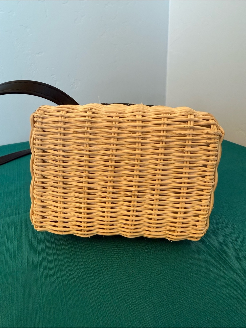 Loulu Wicker Rattan Crossbody Top Handle Bag Natural Black Coastal Grandma - Picture 6 of 8